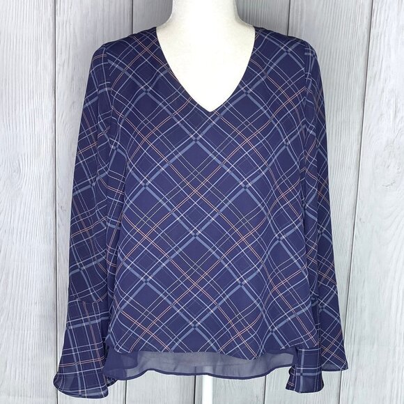 Lauren Conrad Sheer Layered Blue Blouse - Picture 1 of 3